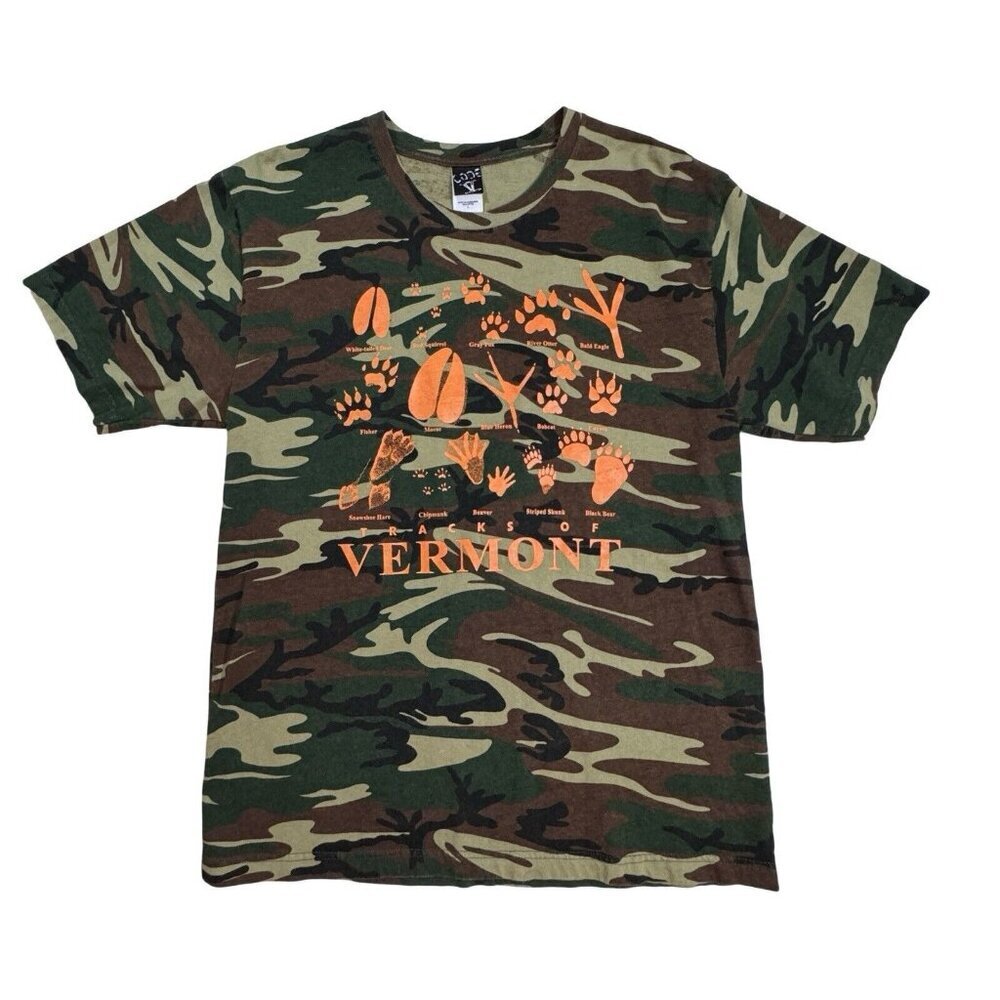 LAT CODE V Camo Tee w/Vermont Animal Print Graphics‎ Adult Unisex Large Hunter
